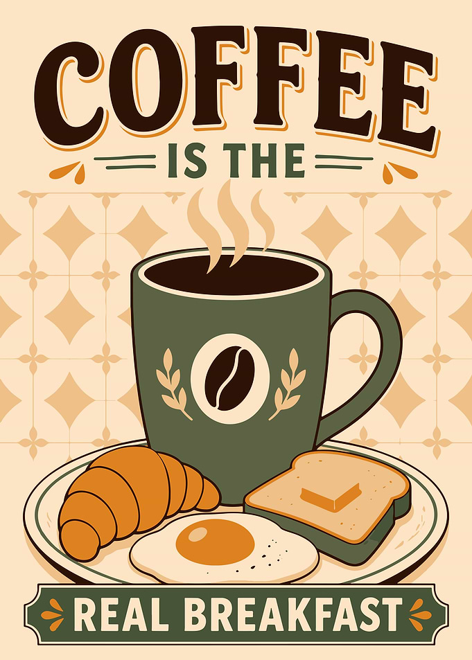 Coffee is the Real Breakfast Poster