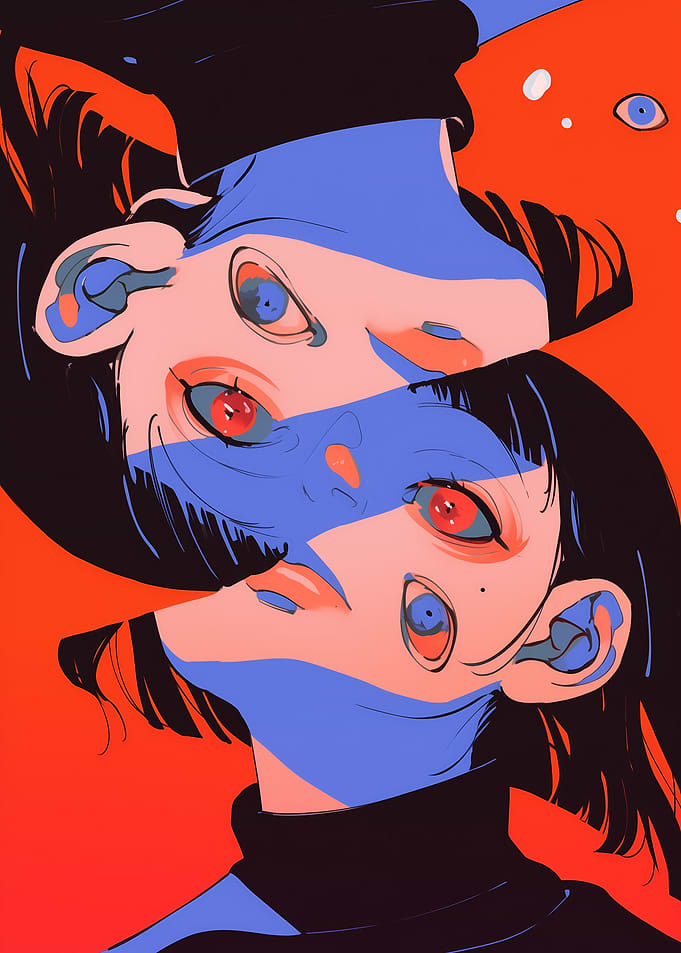 Surreal Split Face Portrait