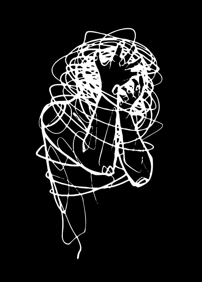 Abstract Figure in White Lines