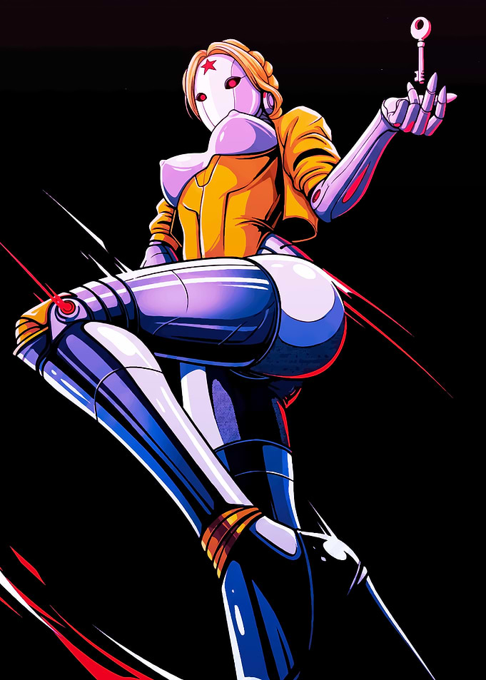 Robot Woman Holding a Key