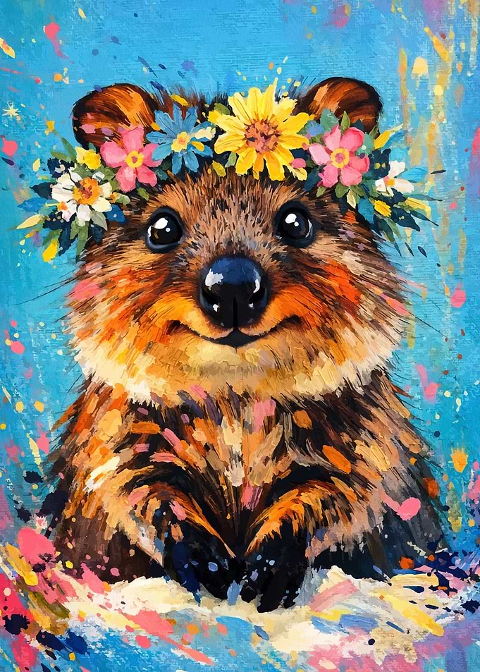 Quokka Wearing a Flower Crown