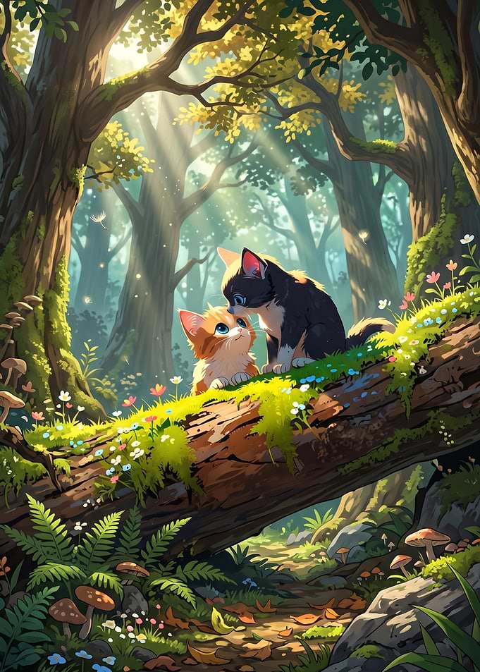 Two Kittens in a Magical Forest