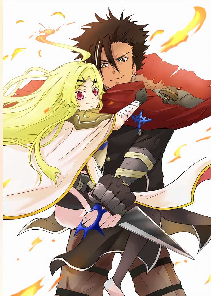 Anime Couple with Fire and Knife