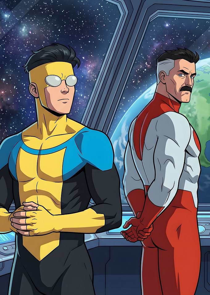 Invincible Comic and Omni-Man in Space
