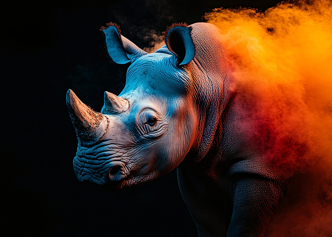 Rhinoceros with Orange Smoke