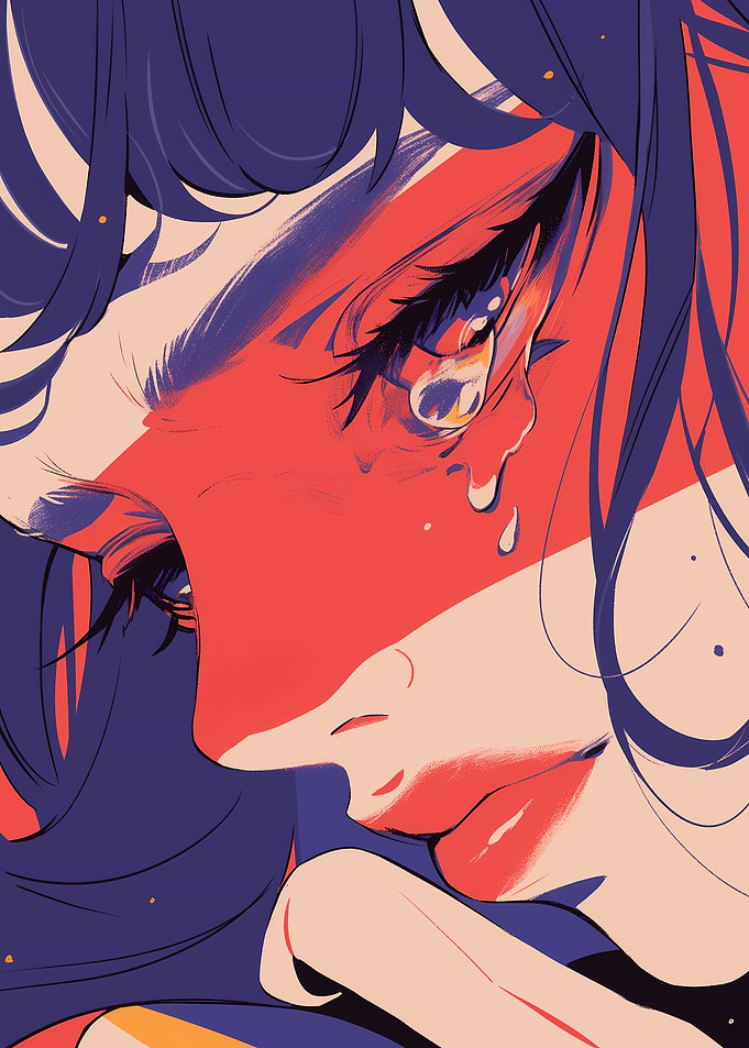 Crying Anime Girl Close-up