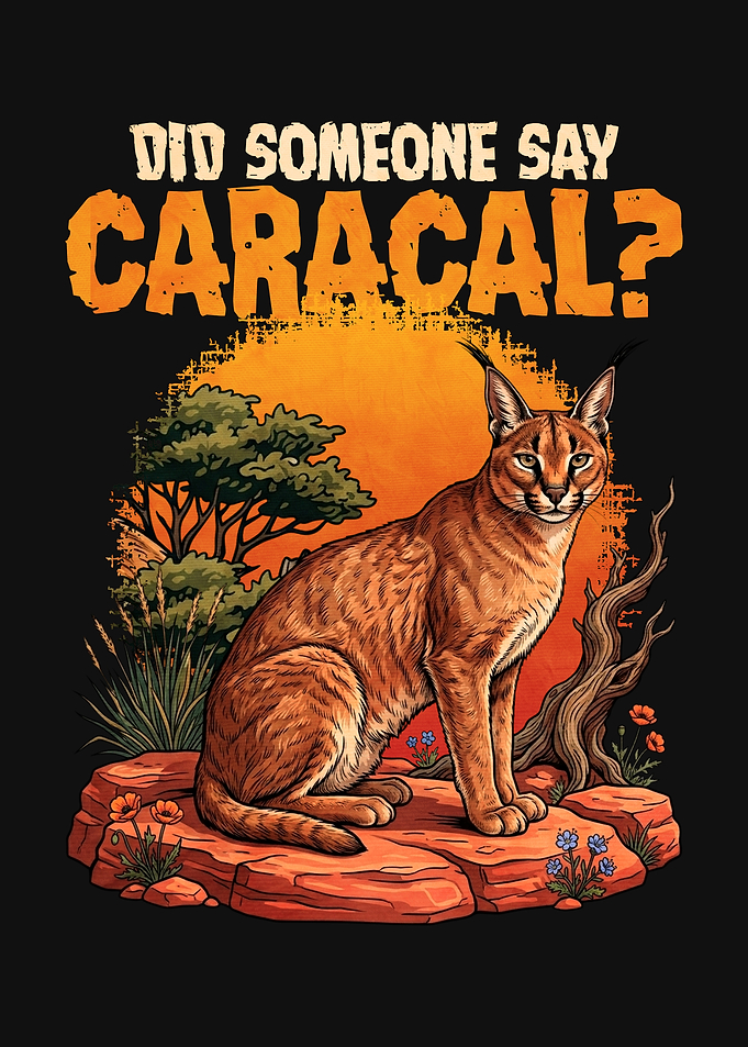 Caracal Cat in Desert Landscape