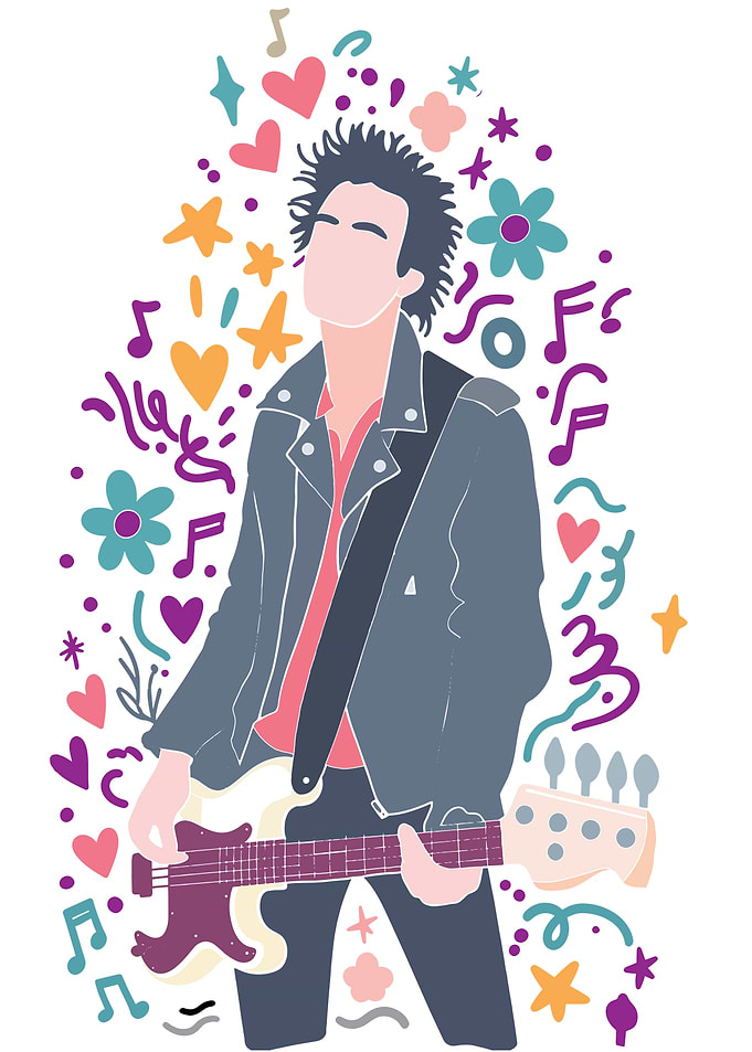 Punk Rocker Playing Bass Guitar