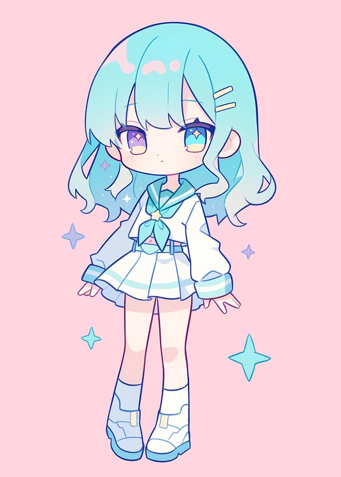 Pastel Cute Chibi Anime Sailor Girl