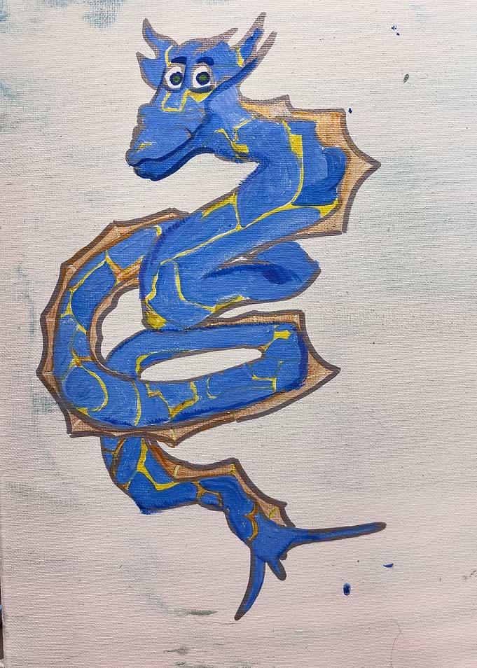 Ethereal Dragon Friend made of kintsugi