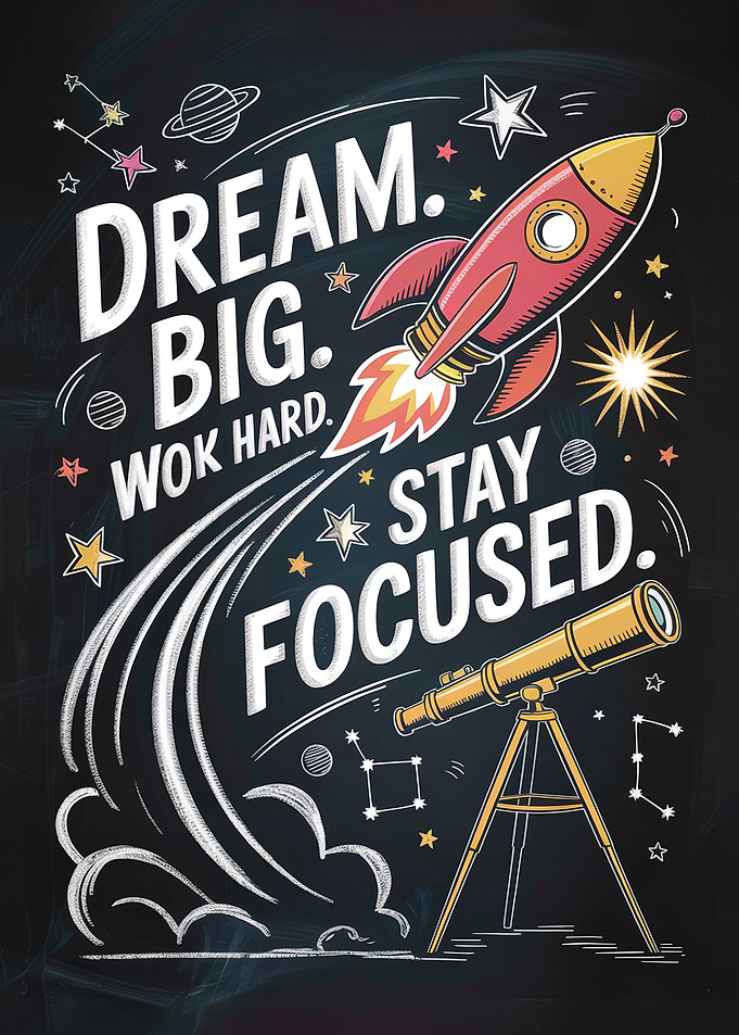 Dream Big, Work Hard, Stay Focused Motivational Poster