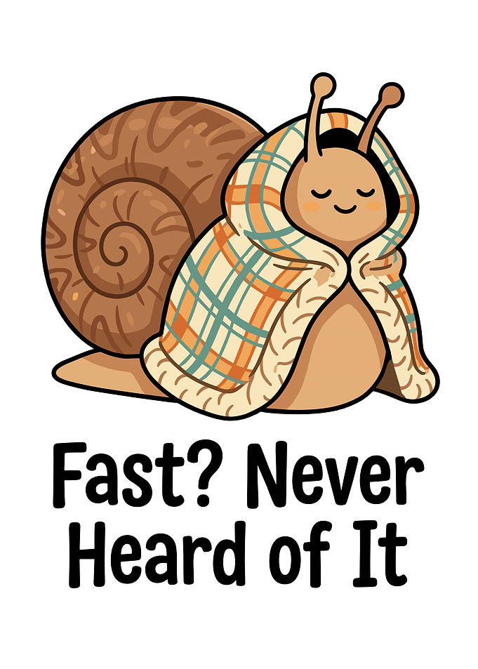 Cute Snail with Blanket and Funny Quote