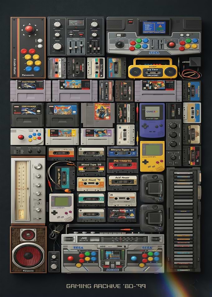 Retro Gaming and Audio Equipment Collection