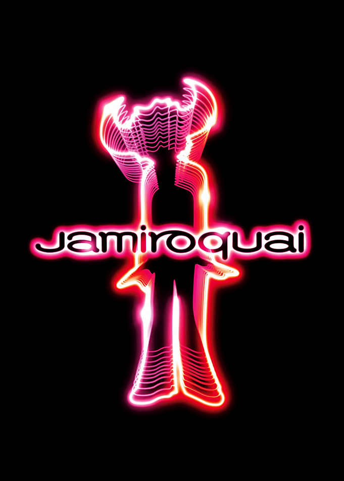 Jamiroquai neon figure and logo