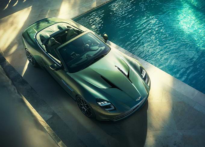 Green Aston Martin Convertible by Pool