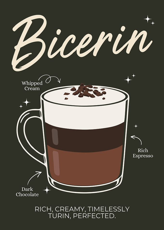 Bicerin Coffee Minimalist Vintage Cafe Wall Art Poster