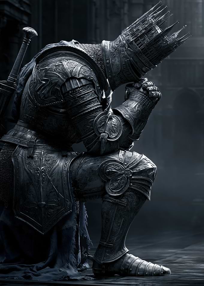 Knight in Ornate Armor Praying