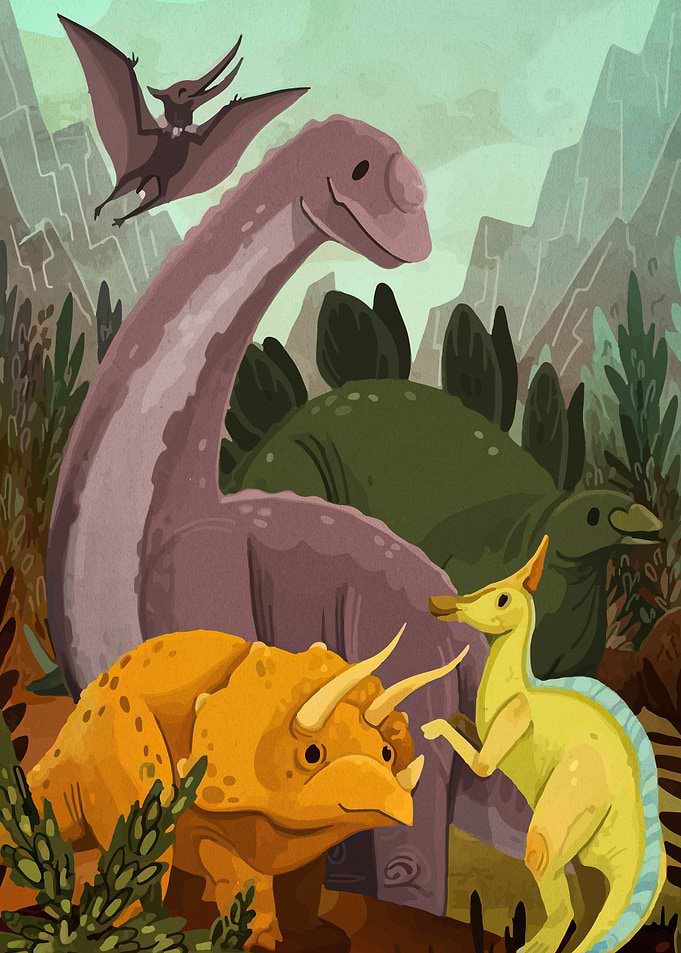 Cute Dinosaur Scene