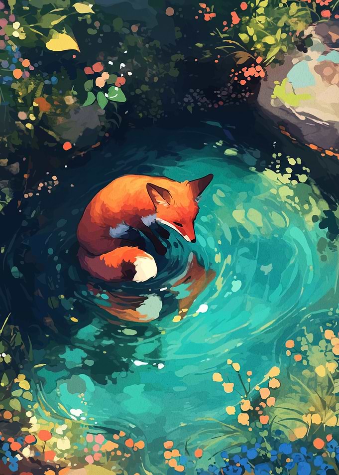 Fox Resting in Water