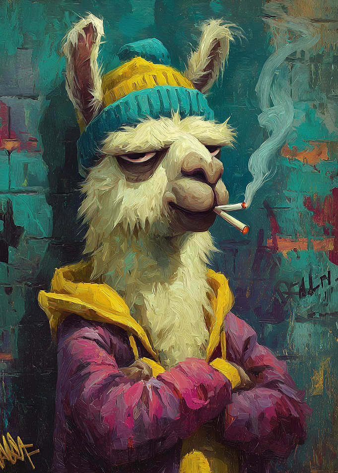 Cool Llama Smoking