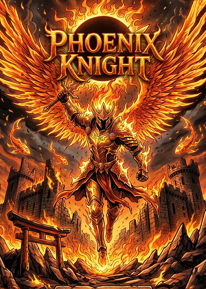 Phoenix Knight in Fiery Battle