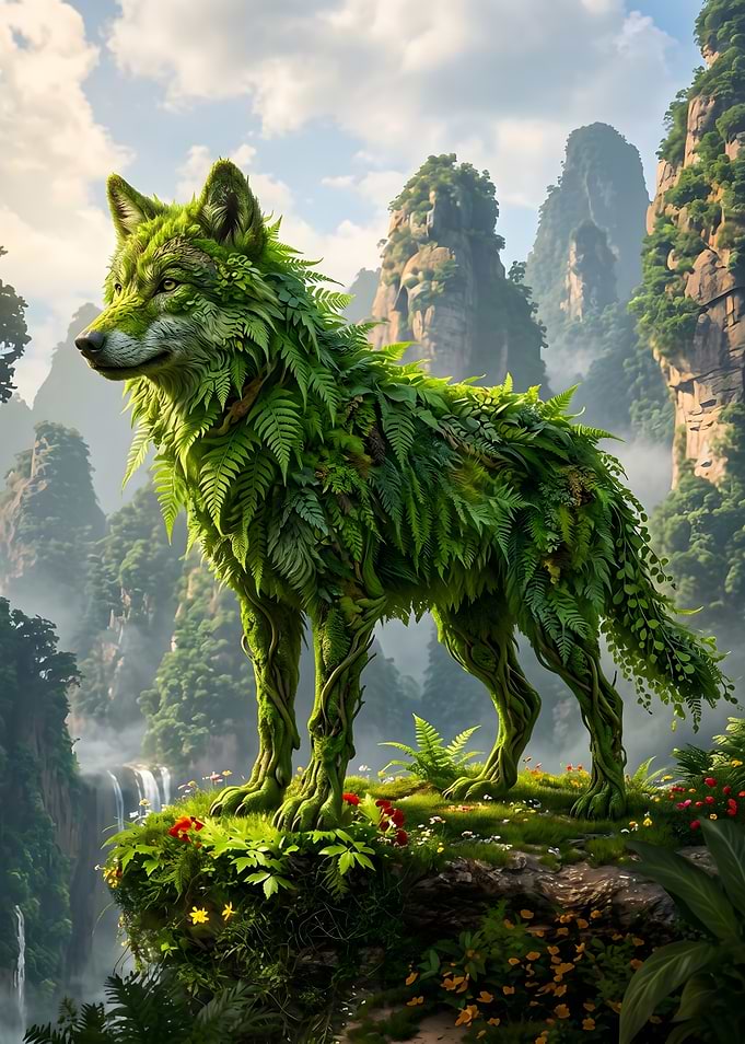 Wolf Spirit in Misty Mountains