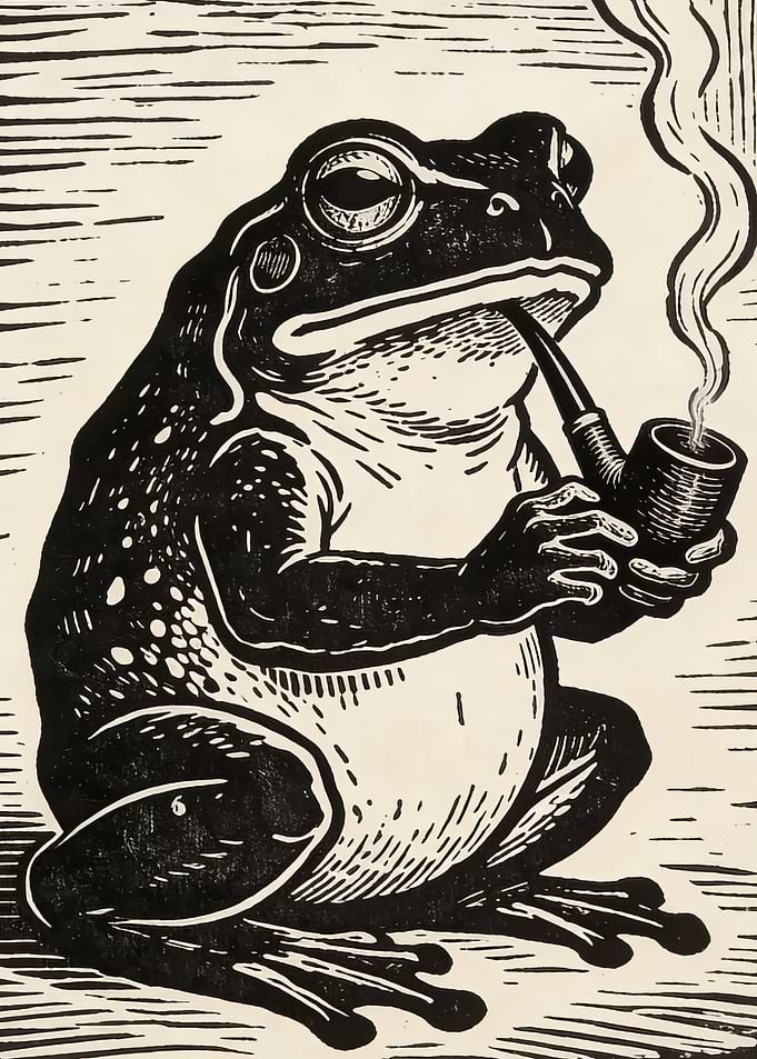 Frog smoking a pipe