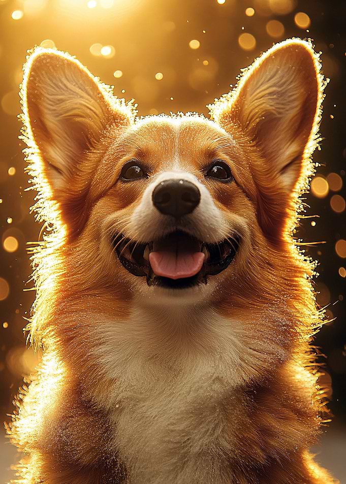 Happy Corgi in Golden Light