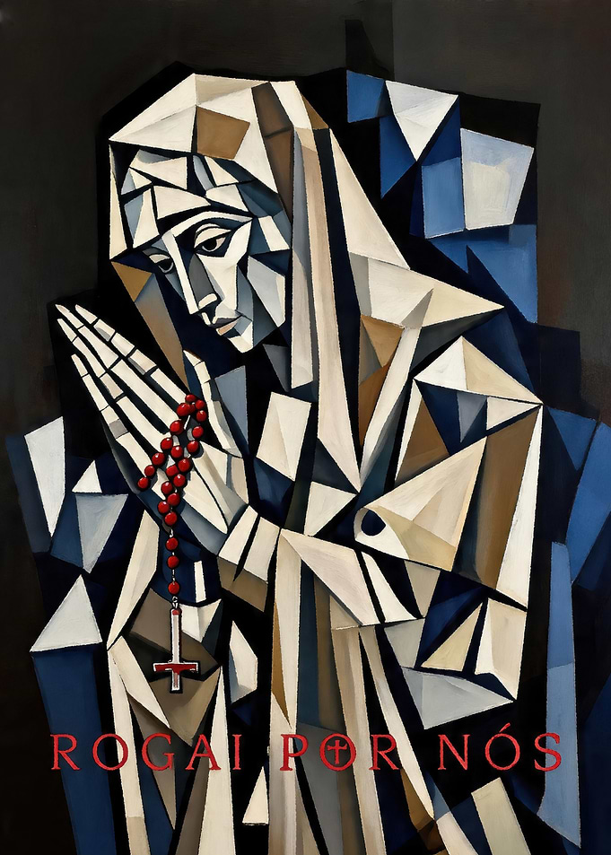 Cubist Virgin Mary with Rosary