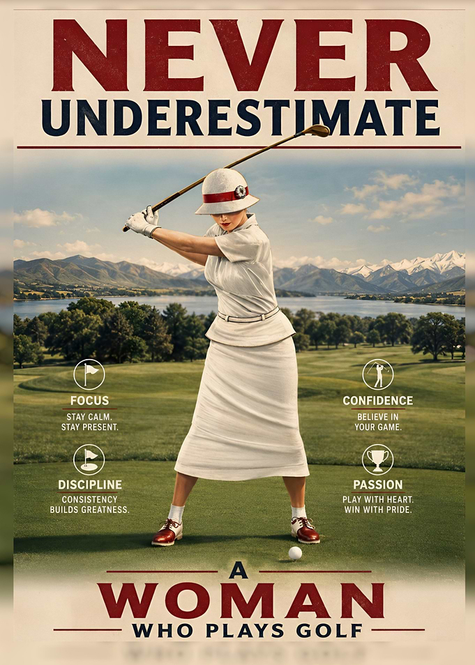 Woman golfer inspirational poster