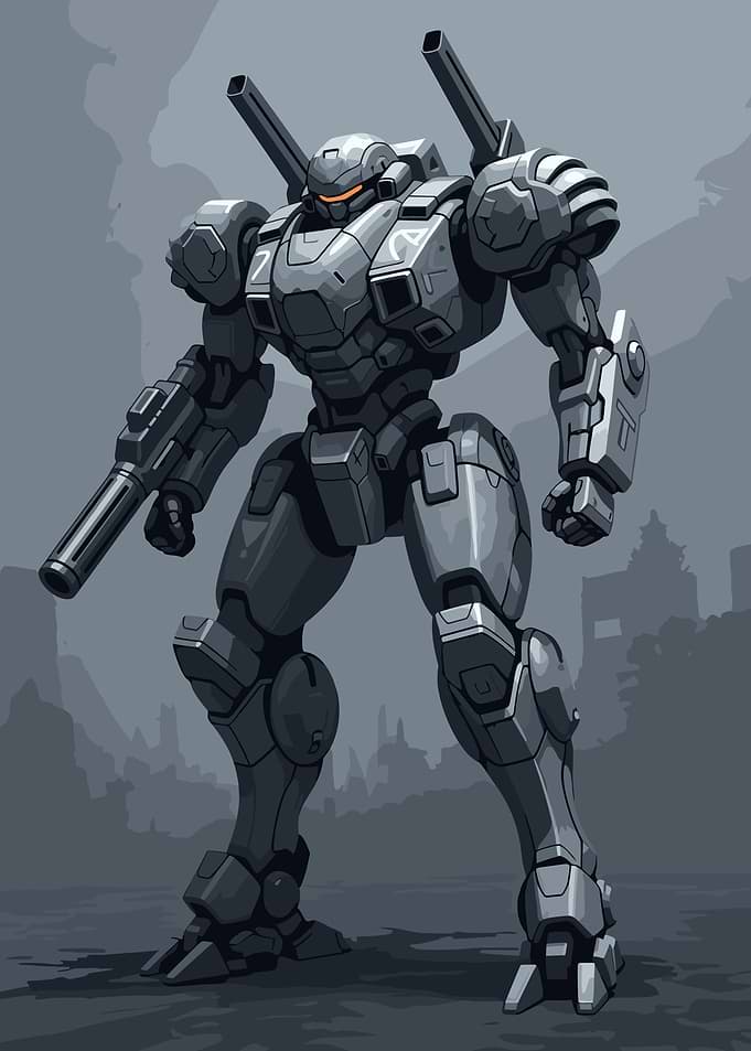 Heavy Mech Warrior with Guns