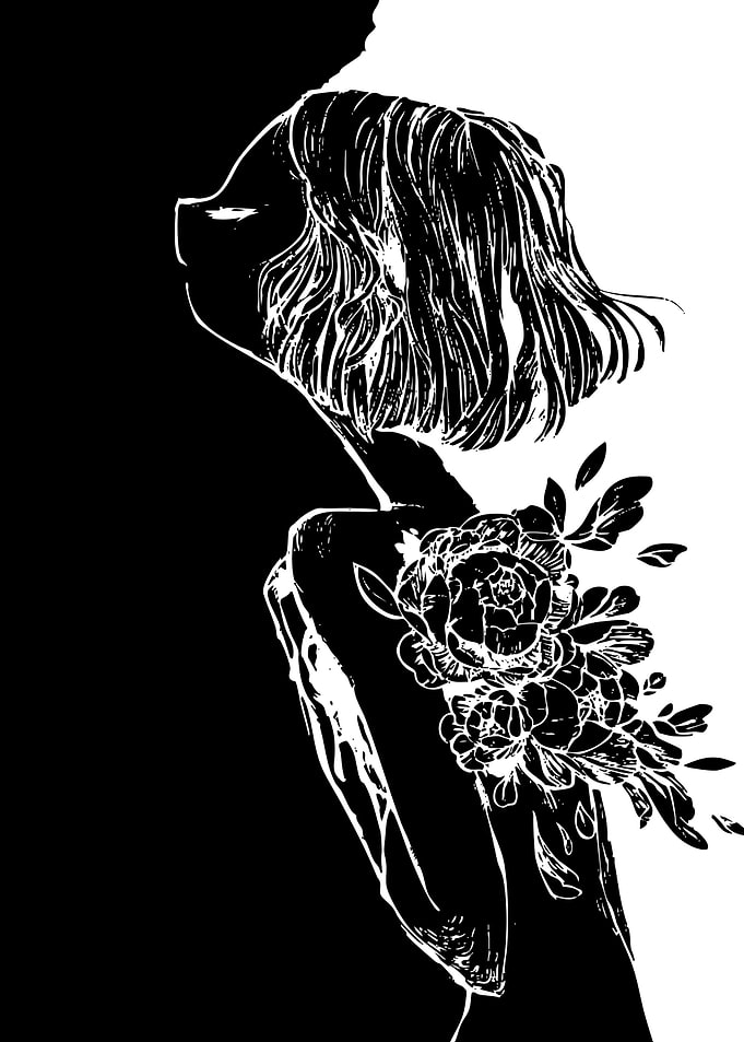 Woman with Floral Tattoo