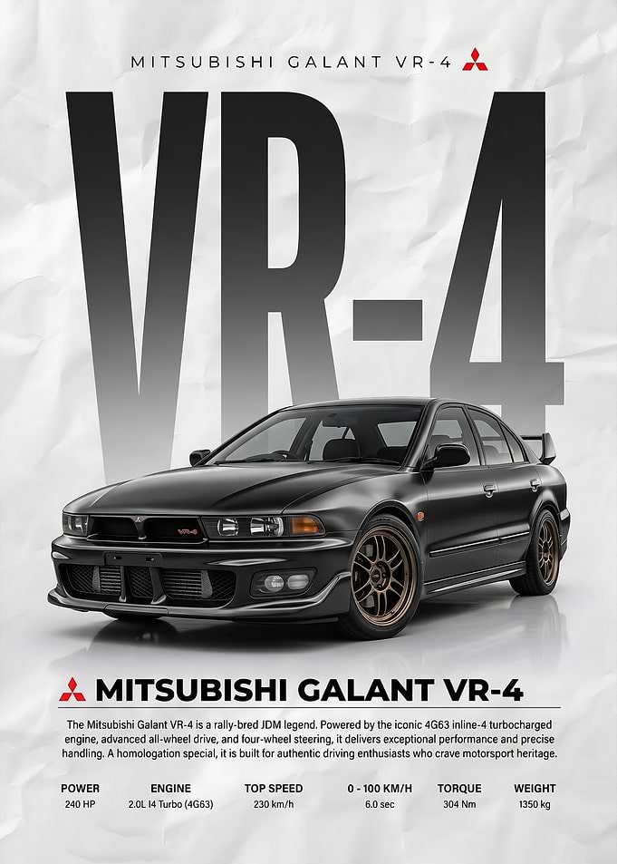 sleek Mitsubishi galant vr4 car posterPoster