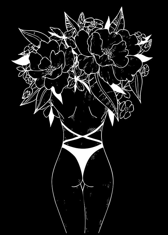 Woman with Flowers Headpiece