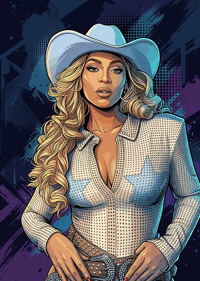 Beyoncé in Cowboy Hat and Outfit