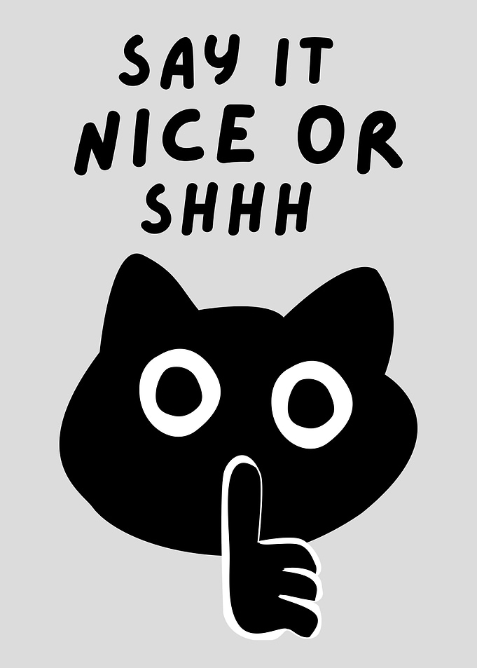 Funny Cat Shushing with Text