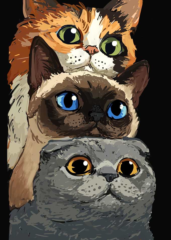 Stack of Cute Cats