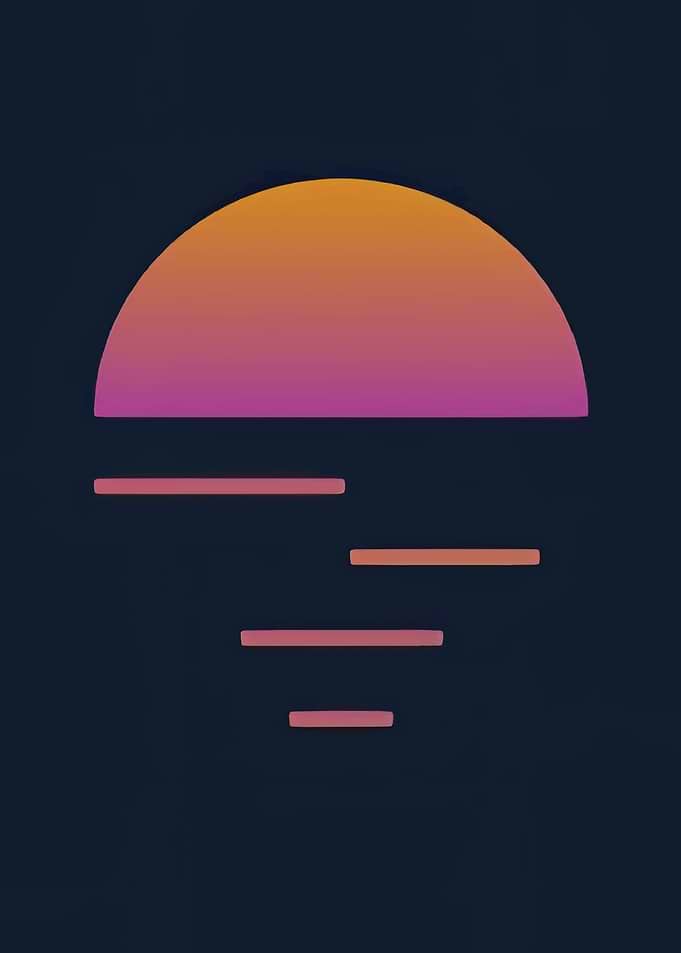 Retro Sunset Over Water