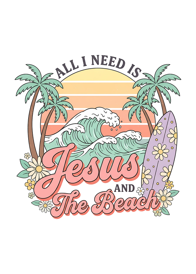 Jesus and The Beach Retro Design