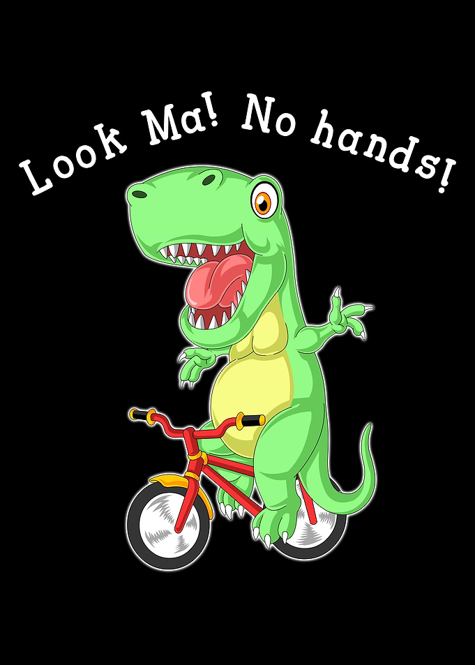 Dinosaur riding a bike