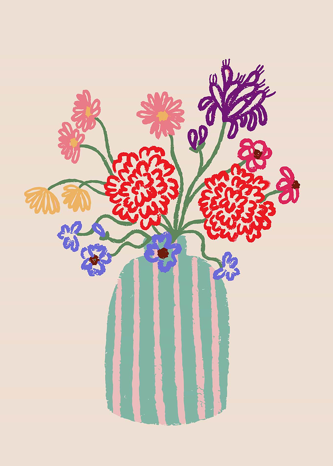 Vase of Colorful Flowers