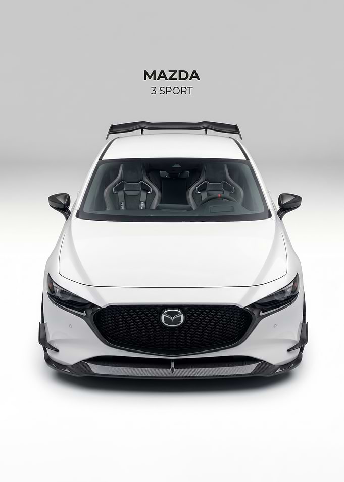 sleek Mazda 3 Sport White Car poster