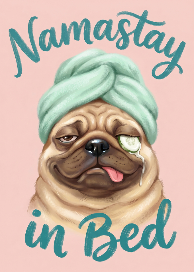 Relaxed Pug With Spa Towel And Cucumber Slice