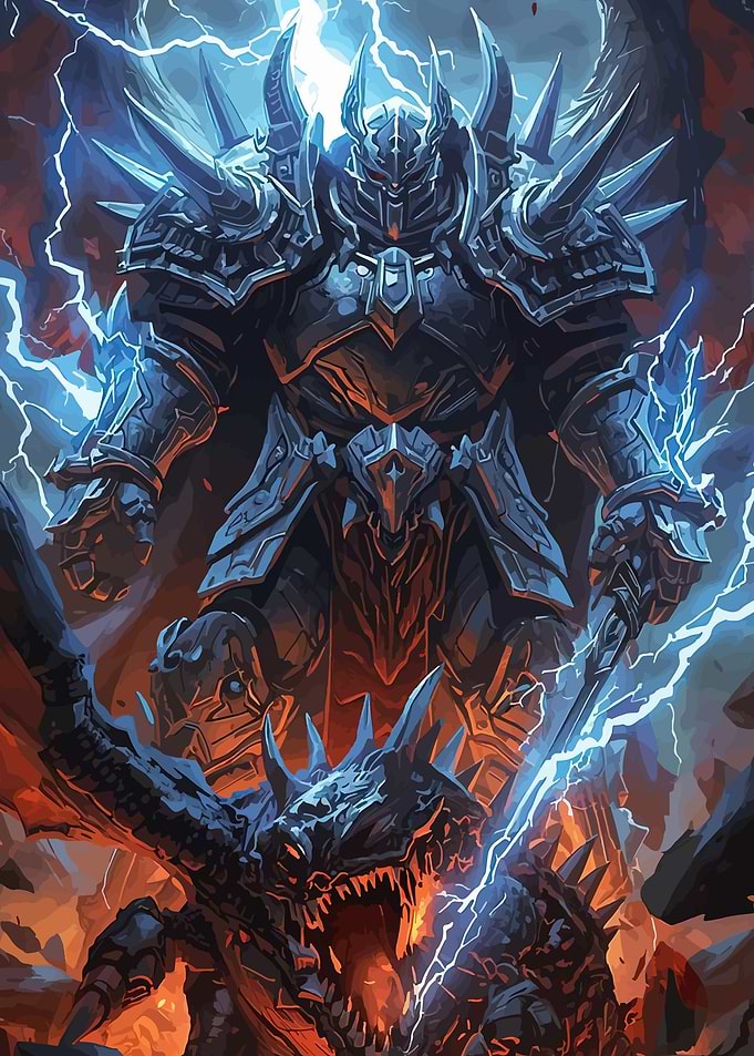Dark Knight Fighting Dragon