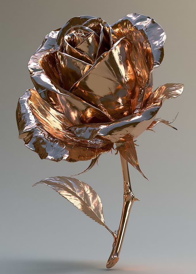Metallic Rose Sculpture