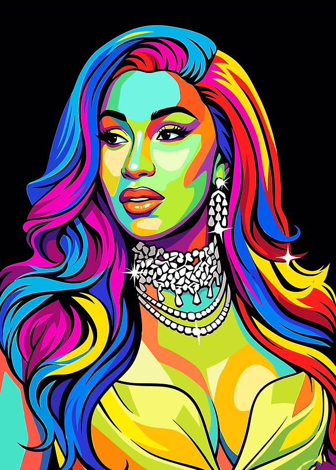 Colorful Portrait of Cardi B