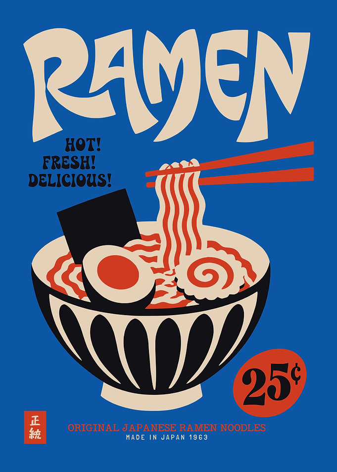 Retro Ramen Noodles Poster