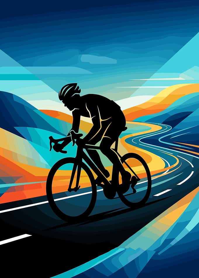 Cyclist on a Winding Road