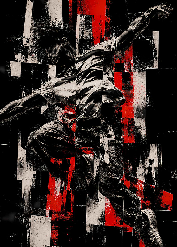 Dynamic Dancer in Abstract Art