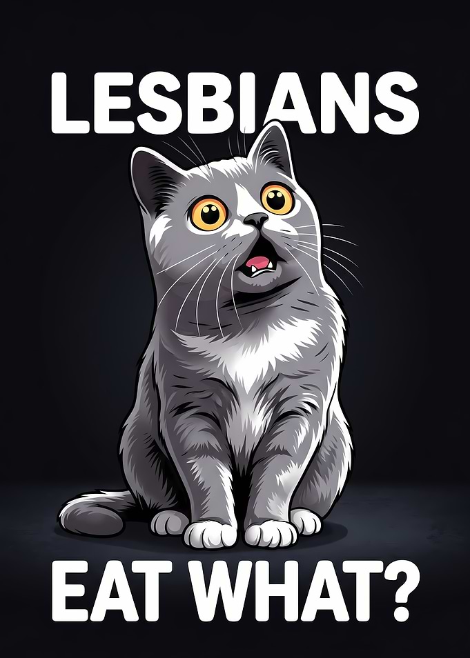 Funny Cat 'Lesbians Eat What?'